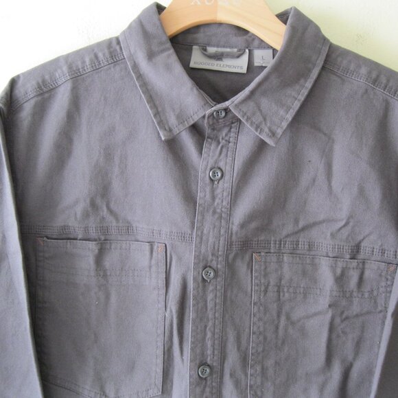 Rugged Elements men’s outdoor button down work Canvas shirt long sleeves gray, L - Picture 2 of 10